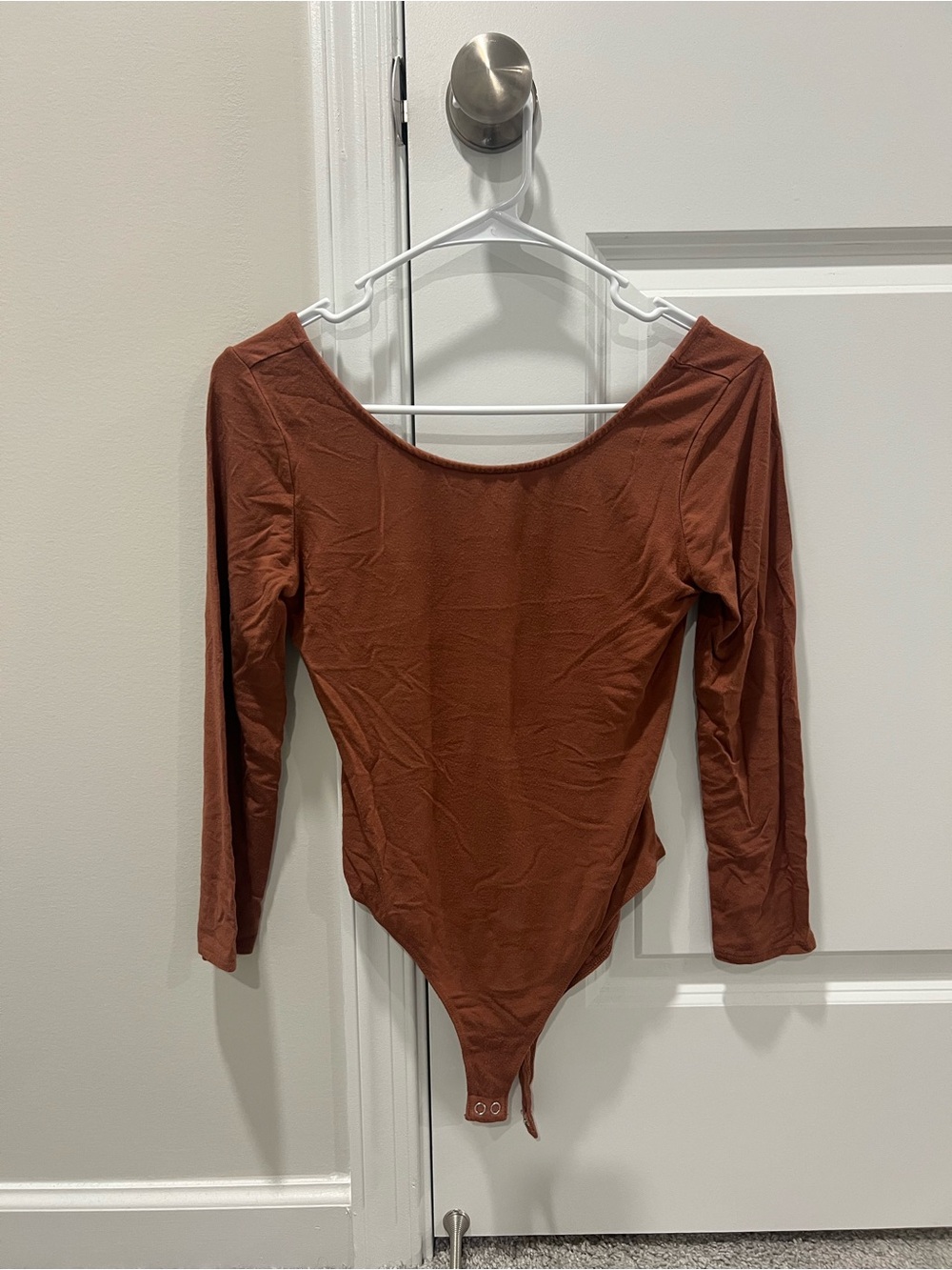 Forever 21 Rust Scoop Neck Long-Sleeve Bodysuit